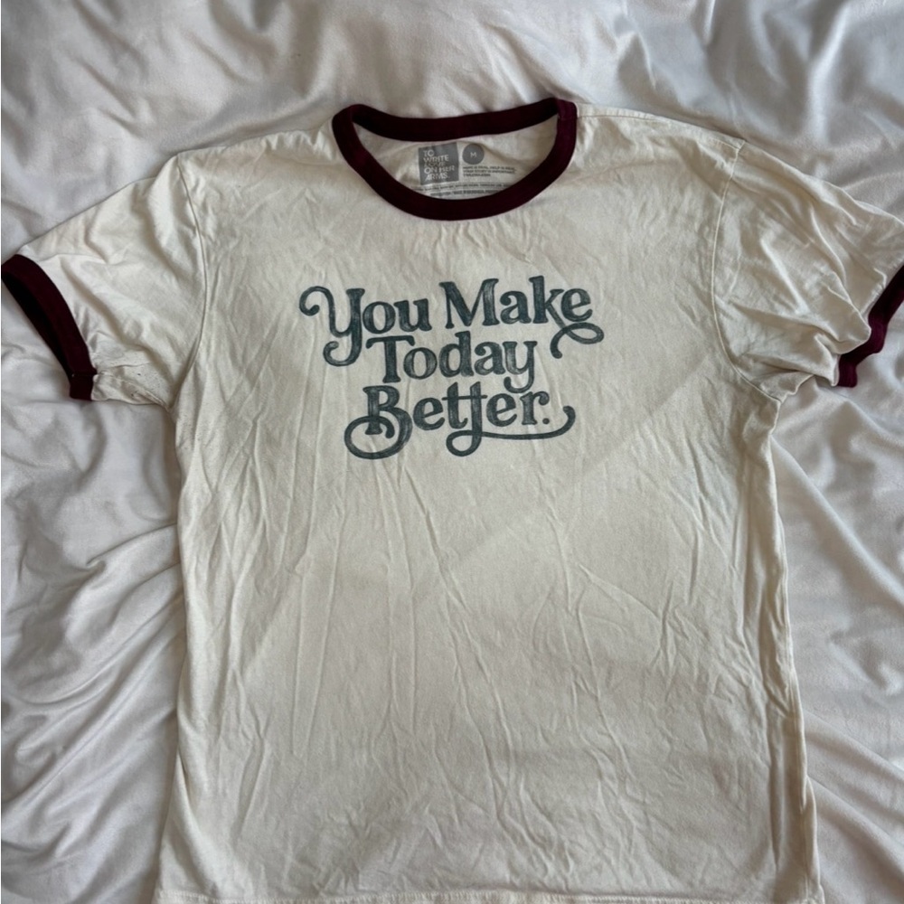 White and Maroon - You Make Today Better Shirt - TWLOHA - Woman’s Medium